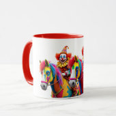 Zwei Clowns auf ihren Pferden. Tasse (Vorderseite Links)