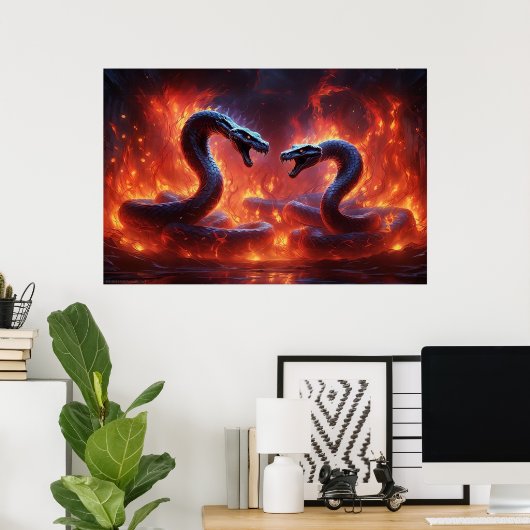 Zwei Cobras in Hell (24 x 36) Poster (Heimbüro)