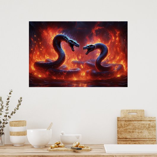 Zwei Cobras in Hell (24 x 36) Poster (Küche)