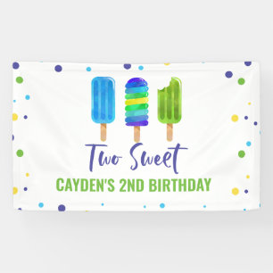 Zwei Cool 2. Geburtstag Eis Am Rande Blau Grün Banner