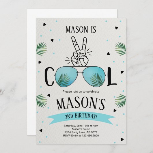 Zwei Cool Einladung (Vorne/Hinten)