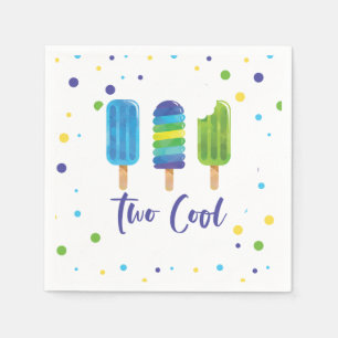 Zwei Cool Pop 2. Geburtstag blau grün Papier Pl Serviette