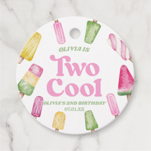 Zwei Cool rosa Retro Popsim 2. Geburtstag Party Geschenkanhänger