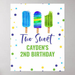 Zwei Coole 2. Geburtstag Ice Pop Blue Green Poster