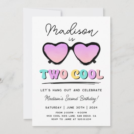 Zwei Coole 2. GeburtstagsGirl-Party Einladung (Vorderseite)