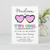 Zwei Coole 2. GeburtstagsGirl-Party Einladung (Stehend Vorderseite)
