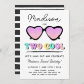 Zwei Coole 2. GeburtstagsGirl-Party Einladung (Vorne/Hinten)