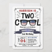 Zwei Coole 4. Juli Jungs 2. Geburtstag Einladung (Vorderseite)