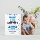 Zwei Coole Birthday Sonnenbrille Summer Boys Foto Einladung (Stehend Vorderseite)