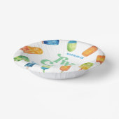 Zwei Coole Blue Retro Popsim 2. Geburtstag Party Pappteller (Gewinkelt)