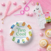 Zwei Coole Blue Retro Popsim 2. Geburtstag Party Pappteller (Party)