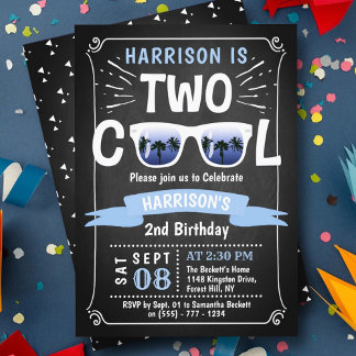 Zwei Coole Boys Chalkboard 2. Geburtstag Einladung