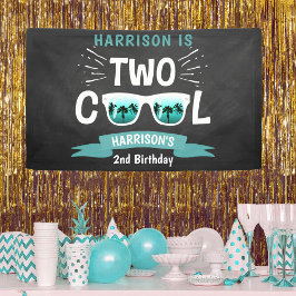Zwei Coole Chalkboard Boys 2. Geburtstag Banner