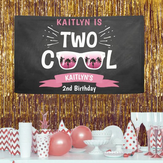 Zwei Coole Chalkboard Girls 2. Geburtstag Banner