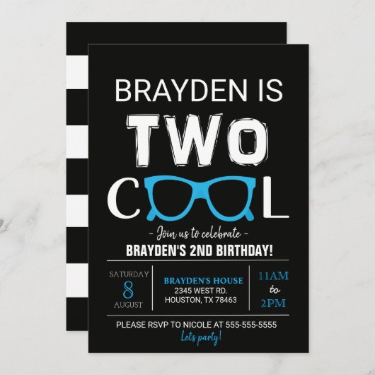 Zwei Coole Einladung zum 2. Geburtstag (Vorne/Hinten)