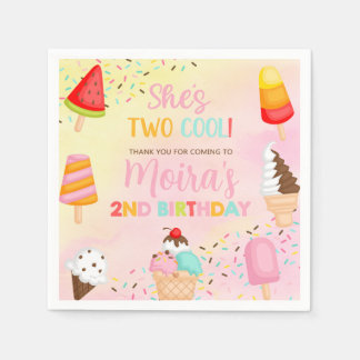 ZWEI COOLE Eiscreme Geburtstagskuppeln. Serviette