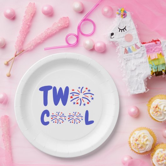 Zwei Coole Feuerwerk 2. Geburtstag Pappteller (Party)