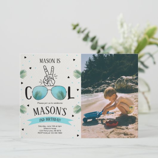 Zwei Coole Foto Einladung (Stehend Vorderseite)