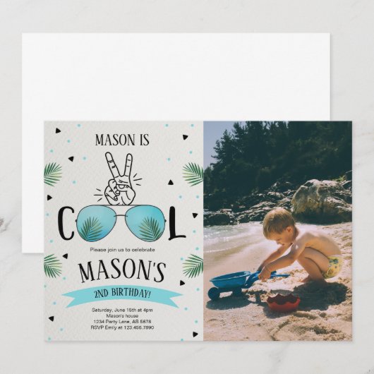 Zwei Coole Foto Einladung (Vorne/Hinten)