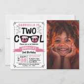 Zwei Coole Girls Foto 2. Geburtstag Einladungen (Vorderseite)