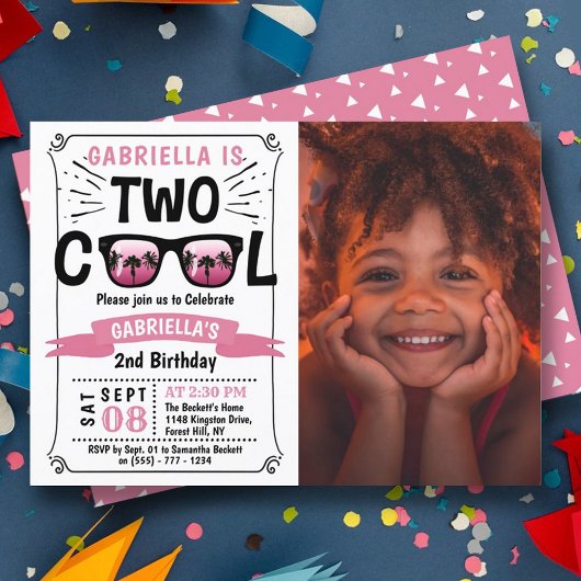 Zwei Coole Girls Foto 2. Geburtstag Einladungen