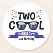 Zwei Coole Jungen 2. Geburtstag Runder Pappuntersetzer (Vorderseite)