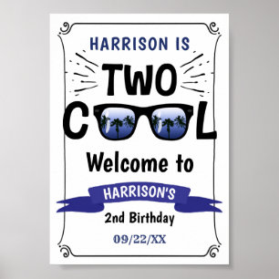Zwei Coole Jungs 2. Geburtstag Begrüßungszeichen Poster