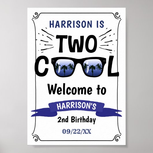 Zwei Coole Jungs 2. Geburtstag Begrüßungszeichen Poster (Vorne)