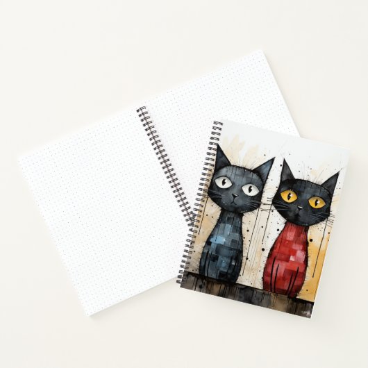 Zwei Coole Katzen Bullet Line Rezept Notebook Notizblock (Innenseite)