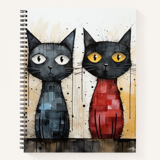 Zwei Coole Katzen Bullet Line Rezept Notebook Notizblock (Vorderseite)