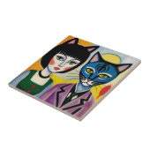 Zwei Coole Katzen T - Shirt Fliese (Seite)