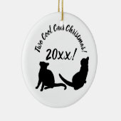 Zwei Coole Katzen Weihnachten 20xx! Keramik Ornament (Rechts)
