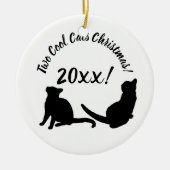 Zwei Coole Katzen Weihnachten 20xx! Keramik Ornament (Vorne)