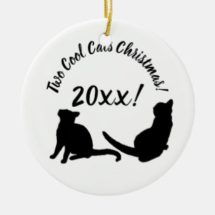 Zwei Coole Katzen Weihnachten 20xx! Keramik Ornament
