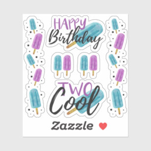 ZWEI COOLE Kinder zum 2. Geburtstag Eis Scrapbook Aufkleber