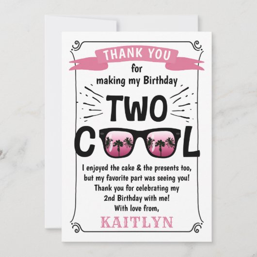 Zwei Coole Mädchen 2. Geburtstag Dankeskarte (Vorderseite)