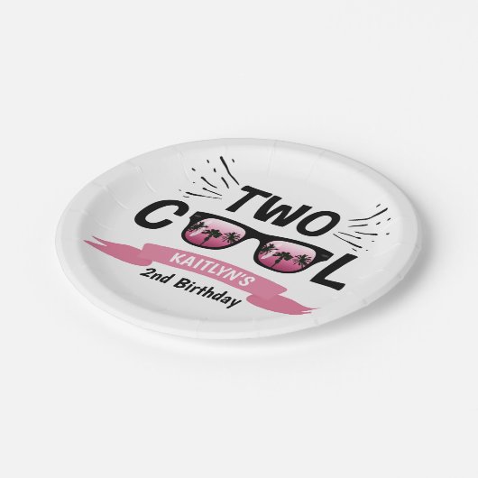 Zwei Coole Mädchen 2. Geburtstag Pappteller (Schrägansicht)