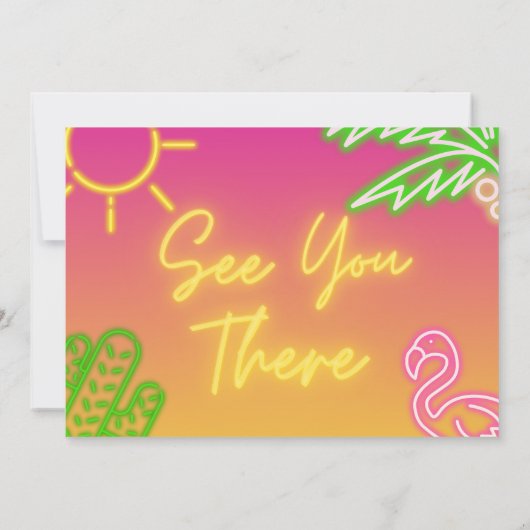 Zwei Coole Neon Pool-Party Einladung mit Foto (Rückseite)