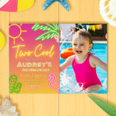 Zwei Coole Neon Pool-Party Einladung mit Foto