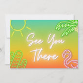 Zwei Coole Neon Pool-Party Einladung mit Foto (Rückseite)