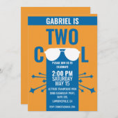 Zwei Coole Orange Blue Einladung (Vorne/Hinten)