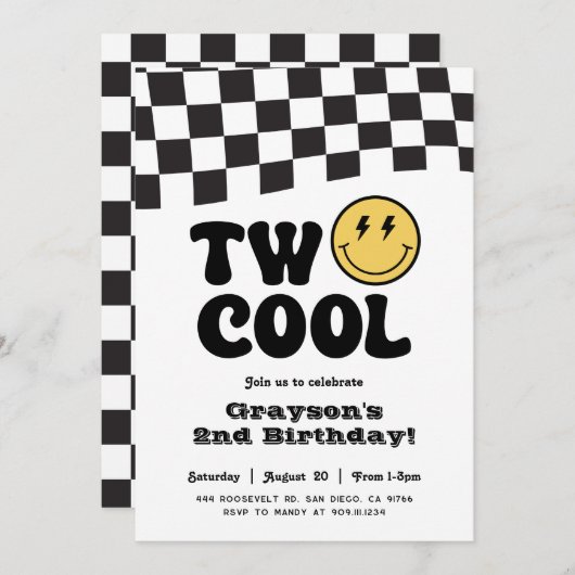 Zwei Coole Party Einladungen zum Geburtstag (Vorne/Hinten)