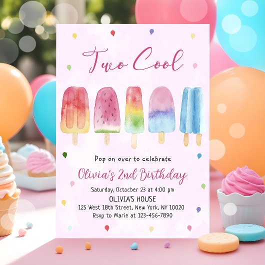 Zwei Coole Pink Popsim Girl Birthday Party Einladung