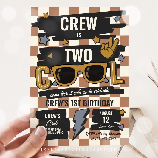 Zwei Coole Retro-Scheckglas-Sonnenbrille am 2. Geb Einladung