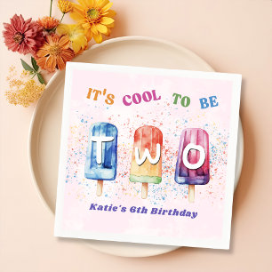 Zwei Coole rosa Popsim 2. Geburtstag Party Napkins Serviette