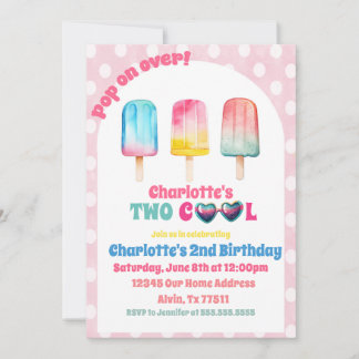 ZWEI COOLE rosa Popsität Sommer Geburtstag Einladung