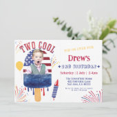 Zwei Coole Sommer-Popsirubrik Feuerwerke Geburtsta Einladung (Stehend Vorderseite)