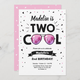 Zwei Coole Sommersonnenbrille Girl 2. Geburtstag Einladung