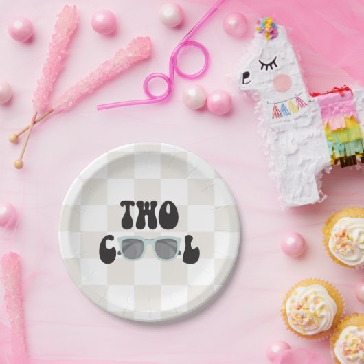 Zwei Coole Sonnenbrille und Schachbrett 2. Geburts Pappteller (Party)