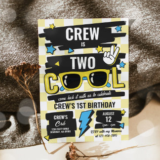 Zwei Coole Sonnenbrillen 2. Geburtstag Party Einladung